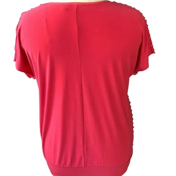 Rebecca Malone Bundle of 2 Tiered Ruffles Short Sleeves Tops Size 1X Red Purple - Picture 10 of 14